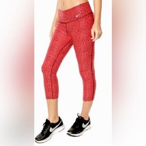 Nike‎ Red Speckled Cropped Leggings